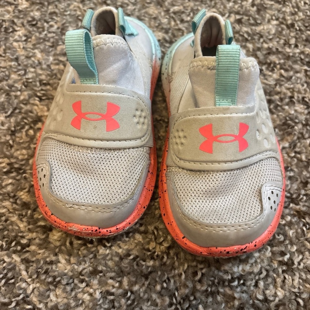 Under Armour Kids' Gray and Coral Sneakers